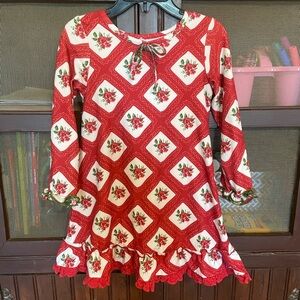 Floral Red and White Kids Dress/Gown